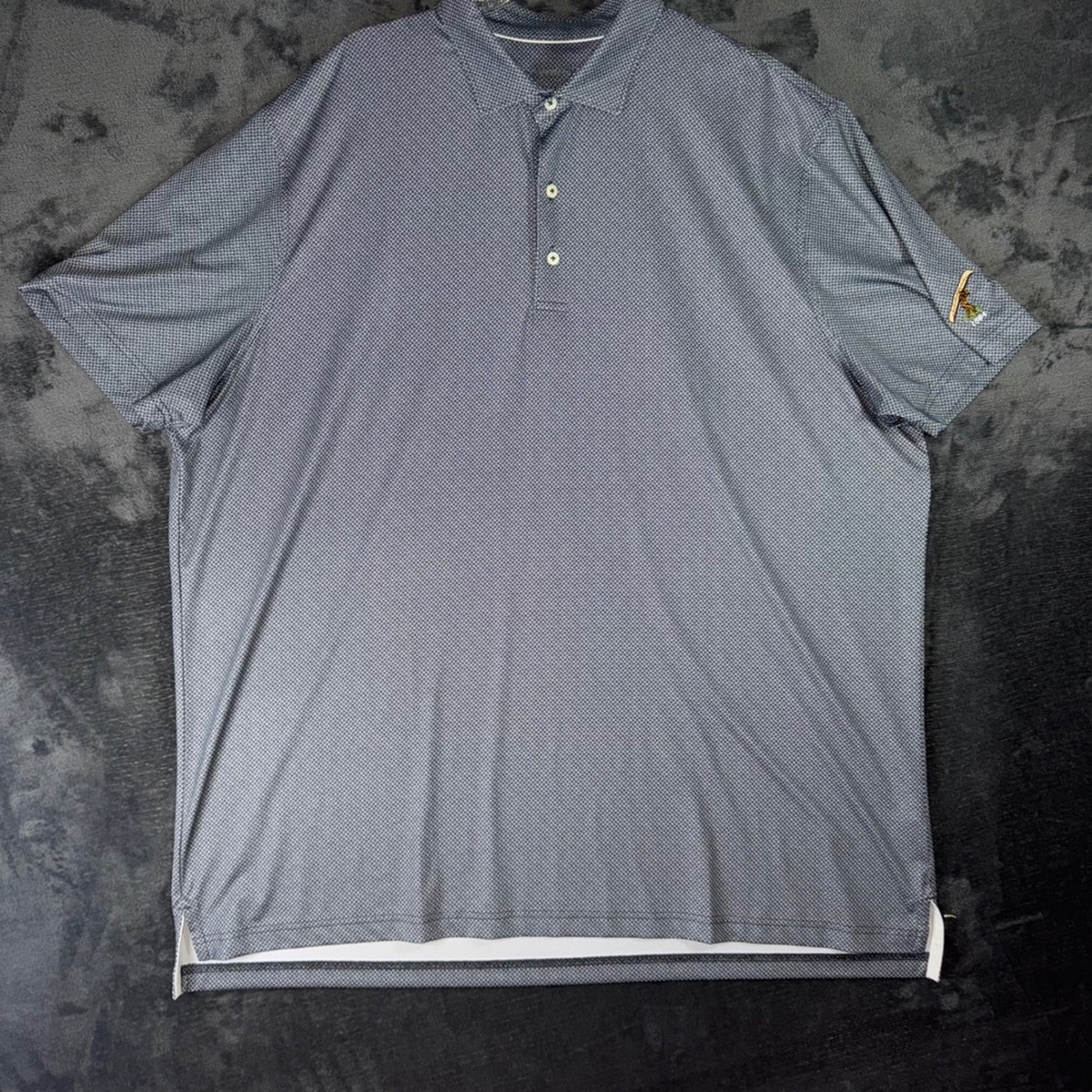 Mens XXL Johnnie-O Polo Shirt Gray Excellent Geometric Performance Golf Top